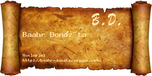 Baahr Donáta névjegykártya